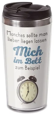 Produktbild von Thermobecher 'Manches sollte man lieber liegen lassen, Mich im Bett zum Beispiel'