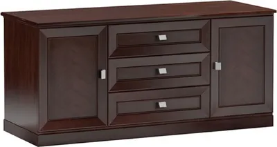 Produktbild von Casa Padrino Luxus Sideboard mit 2 Türen und 3 Schubladen Dunkelbraun / Silber 135 x 44,2 x H. 85,5 cm - Wohnzimmermöbel