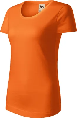Produktbild von Damen T-Shirt aus Baumwolle, 100% GOTS-Baumwolle, unbedruckt, einfarbig, 160g/m2, Farbe orange, Größe L