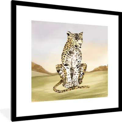 Produktbild von MuchoWow® Gerahmtes Poster Leopard - Dschungel - Gras 40x40 cm - Poster mit Schwarzem Bilderrahmen Wandposter Rahmen Foto Bilder - Poster - Plakat im Rahmen