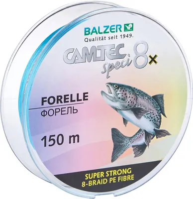 A spool of fishing line with a fish illustration on the packaging.