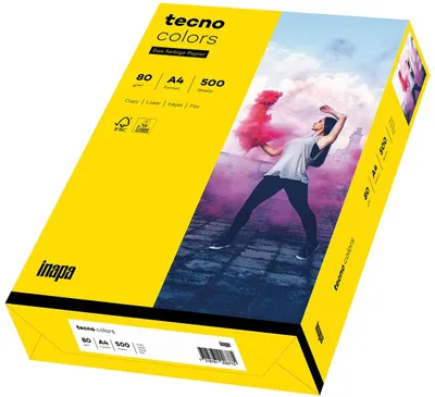 Produktbild von tecno Multifunktionspapier colors A4 80 g/qm intensivgelb 500 Blatt