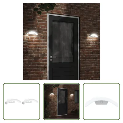 Image de The Living Store Applique murale d'extérieur LED avec capteur 2 pcs. Blanc Fonte d'aluminium