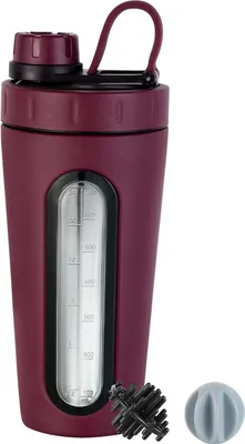 Image de Bouteille de shaker protéiné 28oz acier inoxydable fenêtre 2 boules métal