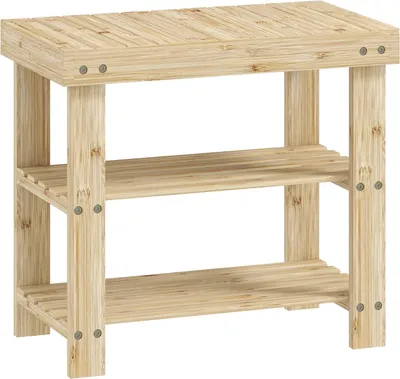 Image de Banc à chaussures en bambou avec 2 étagères, 50 x 28 x 45 cm, naturel