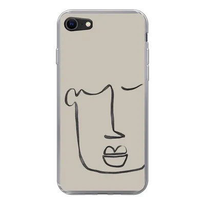 Produktbild von MuchoWow® Handyhülle Schutzhülle Hülle für iPhone SE 2022 Gesicht - Abstrakt - Strichzeichnung Silikon Softcase Handy Hülle - Schutzhülle