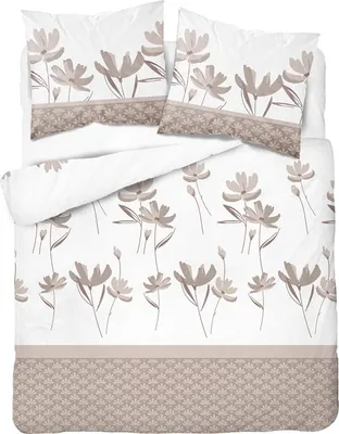 Produktbild von Bettwäsche, Satinbettwäsche, hohe Qualität 200x220 5489b Beigefarbene Blumen