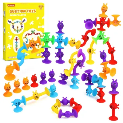 Immagine prodotto di Set di 42 giocattoli in silicone con ventosa per bambini