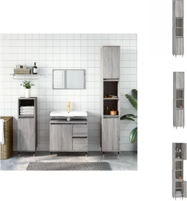 Produktbild von vidaXL Badschrank Grau Sonoma 30x30x190 cm Holzwerkstoff -  Badezimmerwaschtische