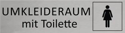 Produktbild von CombiCraft Aluminium Türschild Umkleideraum Damen mit Toilette 165x45mm mit 3M-Tape zur Befestigung, einfache Kennzeichnung von Räumen und Bereichen