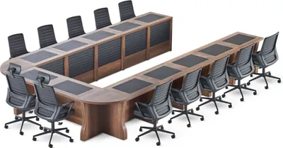 Produktbild von Konferenztisch Büro Büroeinrichtung Schwarz Braun Modern U-Form Holz