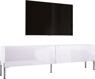 Produktbild von TV-SCHRANK : MattWeiß / Weiß glänzend mit Beinen in Chrom, 170 x 52 x 32 cm
