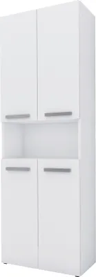 Produktbild von Badezimmerschrank - Standschrank mit fünf Einlegeböden und einem Wäschekorb, Mattweiß, T: 30 cm, H: 174 cm, B: 60 cm