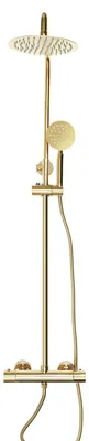 Produktbild von Thermostat Duschsystem - Duschset aus Messing - höhenverstellbar 71–109 cm - 38 °C Verbrühschutz - 3 Strahlarten - Gold
