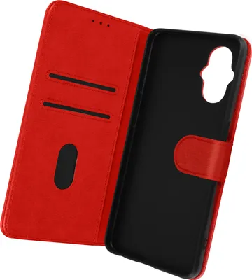 Zdjęcie produktu dla Avizar, etui typu klapka z materiału przypominającego skórę, z funkcją podstawki, dla telefonu Oppo Reno 8 Lite 5G, kolor czerwony
