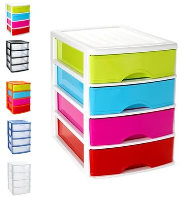 Schreibtisch-Organizer 4 Schubladen Kunststoff 35,5x27x35 cm weiß