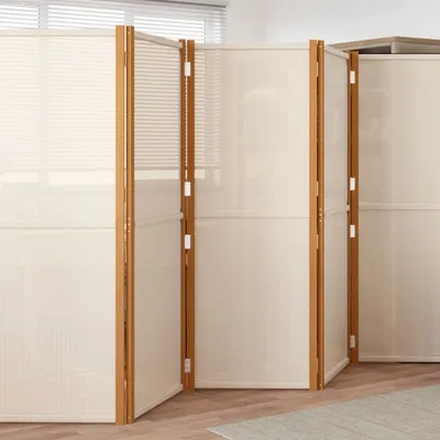 Produktbild von vidaXL 5 tlg. Raumteiler Cremeweiß 350x180 cm - Raumteiler - Paravent - Raumtrenner - Trennwand