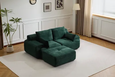 Produktbild von PixelPilot Cord 2-Sitzer Sofa, modular klappbar mit bequemer Polsterung, sofort nutzbar ohne Montage