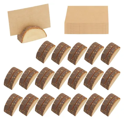 Produktbild von Belle Vous Halbkreis Tischkartenhalter Holz (20 Stk) - Rustikale Holz Kartenhalter mit 30 Tischkarten - Tischnummern Hochzeit, Fotos,