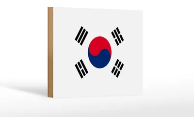 Produktbild von Holzschild Flagge Südkoreas 18x12 cm Flag of South Korea Dekoration
