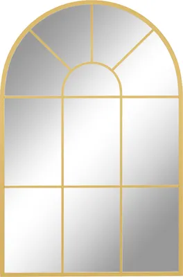 Zdjęcie produktu dla Lustro ścienne HOMCOM 91 x 60 cm Lustro okienne z metalową ramą Dekoracyjne lustro wiszące Lustro do przedpokoju, sypialni, salonu, złote