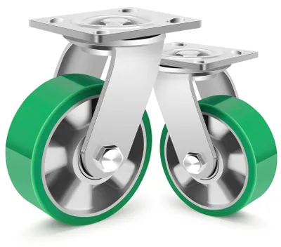 Schwerlast-Lenkrollen 125 mm, 450 kg, PU-Aluminium, Set aus 2 Stück