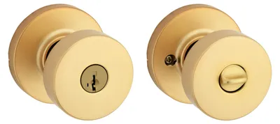 Türknauf mit Schloss und Schlüssel, satinierter Messing, SmartKey