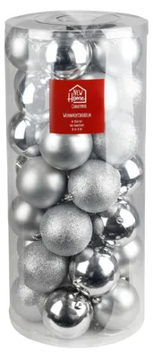 Image de Boules d'arbre de Noël argent 35 pcs Décorations d'arbre de Noël