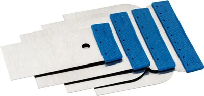 Produktbild von 4er Set Flächenspachtelsatz Japanspachtel Stahl 50 / 80 / 100 / 120 mm blau
