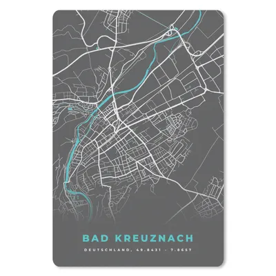 Produktbild von MuchoWow® Mauspad Mousepad Bad Kreuznach - Stadtplan - Blau - Karte - Deutschland 18x27 cm - Mousepads - Maus Mat - Pad - Mausunterlage
