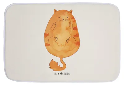 Produktbild von Mr. & Mrs. Panda Badvorleger Katze Frühaufsteher - Weiß - Geschenk, badezimmermatte, Badezimmerteppich, Mittelfinger, Tiger, Kaffee, duschmatte, Katzen, Badematte