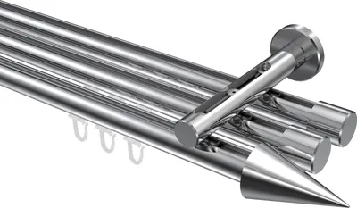 Produktbild von Interdeco Innenlaufstange / Gardinenstange mit Innenlauf Chrom, Typ Siteno Savio (Kegel), 20 mm Ø 3-läufig, 260 cm