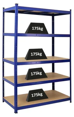 Produktbild von Schwerlastregal TAURUS | HxBxT 180x120x60cm | 5 Ebenen | Fachlast 175kg | Blau