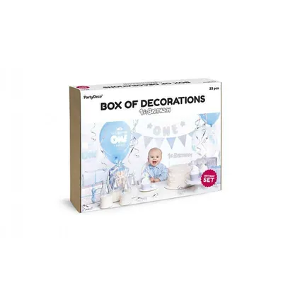 Obrázok produktu pre Sada dekorácií- 1st Birthday, strieborné Party Deco