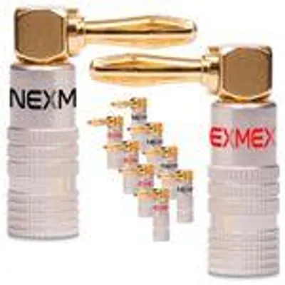 Produktbild von NEXMEX Bananenstecker 90° winkel 4mm 10x schraubbar vergoldet Lautsprecherkabel