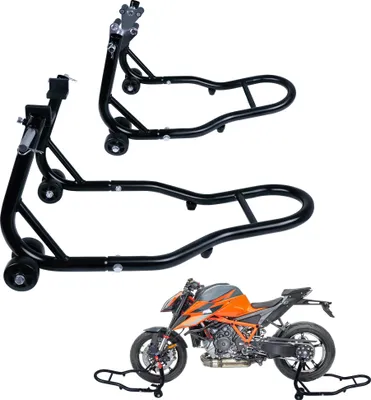 Produktbild von LARS360 2X stojan na motorku sada predný / zadný zdvihák na motorku stojan na motorku s kolesami