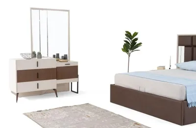 Immagine prodotto di Tavolino da toilette Specchio di vanità in legno console beige