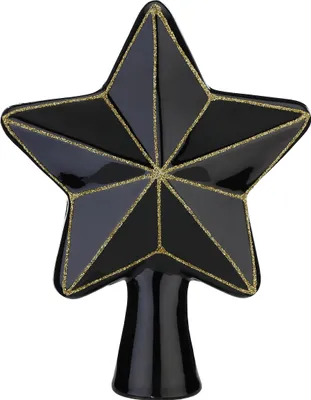 Produktbild von Christbaumspitze Stern 17cm Glas mit Glitzer - Ebony Black