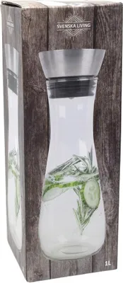 Produktbild von Hit Wasserkaraffe mit Kippdeckel 1 ltr. Glas/Edelstahl