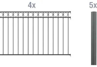 Image de Alberts 511050 Kit complet de clôture Circle, à bétonner, anthracite, hauteur 120 cm, longueur 8 m