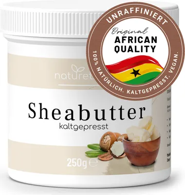 Produktbild von naturetrend Sheabutter unraffiniert & kaltgepresst 250g – Naturreine Kosmetik Körperbutter, vegan, parfümfrei, feuchtigkeitsspendend & rückfettend, für alle Hauttypen