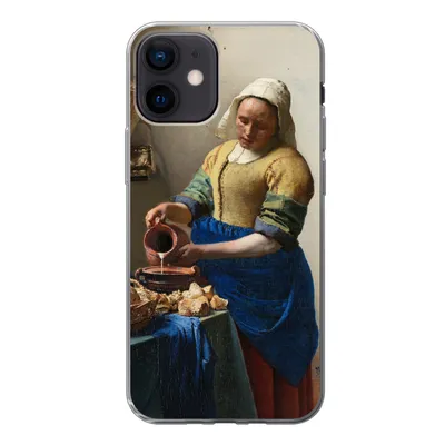Produktbild von MuchoWow® Handyhülle Schutzhülle Hülle für iPhone 12 Das Milchmädchen - Johannes Vermeer Silikon Softcase Handy Hülle - Schutzhülle