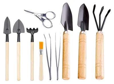 Produktbild von Bonsai-Werkzeugset für Gartenarbeit, bestehend aus 10 Teilen