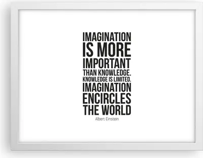 Produktbild von Gerahmtes Poster - Weißer Rahmen - Einstein Maxim Imagination - 40x30 cm - Wand Bild - Wanddeko - Wandbilder - Wandposter - Bilderrahmen - Bilder - Kunstdruck - Wandbild - P2WAA40x30-4178