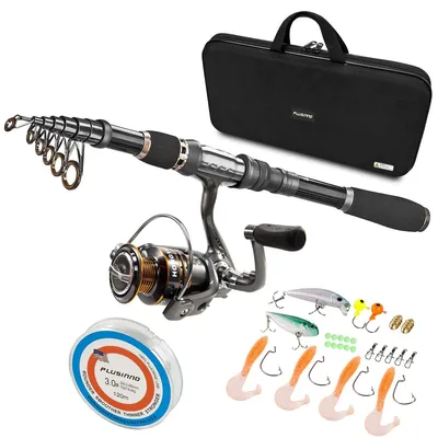 Produktbild von plusinno Teleskop Rute und Rolle Combos Full Kit, Spinning Fishing Gear Organize