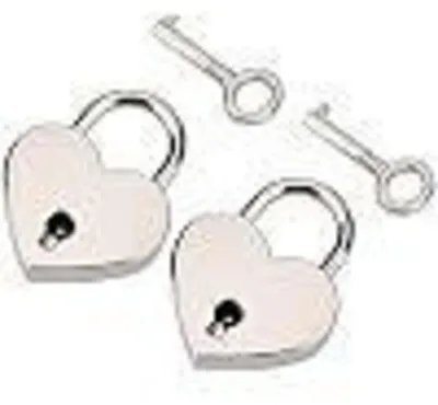 Immagine prodotto di 2 set di mini lucchetti a forma di cuore con chiave, in lega di zinco, color argento