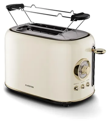 Produktbild von Klarstein Victoria Toaster – Retro-Toaster für 2 Scheiben 800 W, 7 Bräunungsstufen, Auftau- und Aufwärmfunktion, Brötchenhalter, Krümelblech