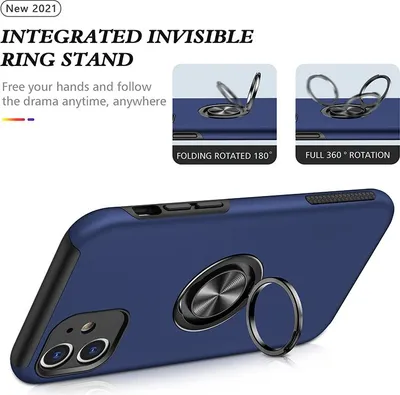 Produktbild von Smartphonica iPhone 12 Hülle mit Magnet für Autohalterung und Ringhalterung - Blau