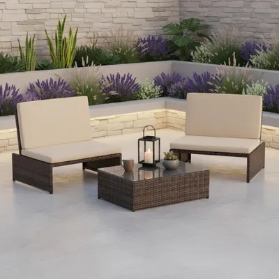 Produktbild von Gartenmöbelset Sessel Sitzgruppe Polyrattan Loungegarnitur Essgruppe braun