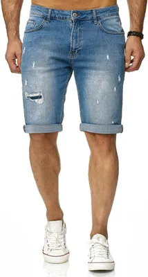 Produktbild von Red Bridge Herren Jeans Shorts Kurze Hose Denim Capri Distressed Basic Blau W29